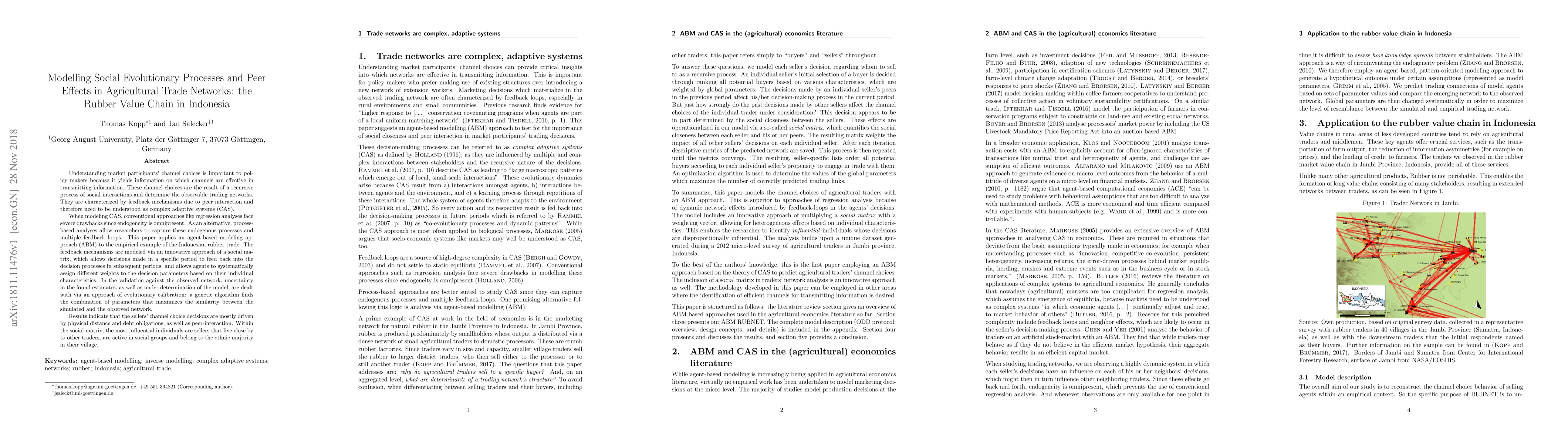 Thumbnail for Modelling Social Evolutionary Processes and Peer Effects in Agricultural
  Trade Networks: the Rubber Value Chain in Indonesia