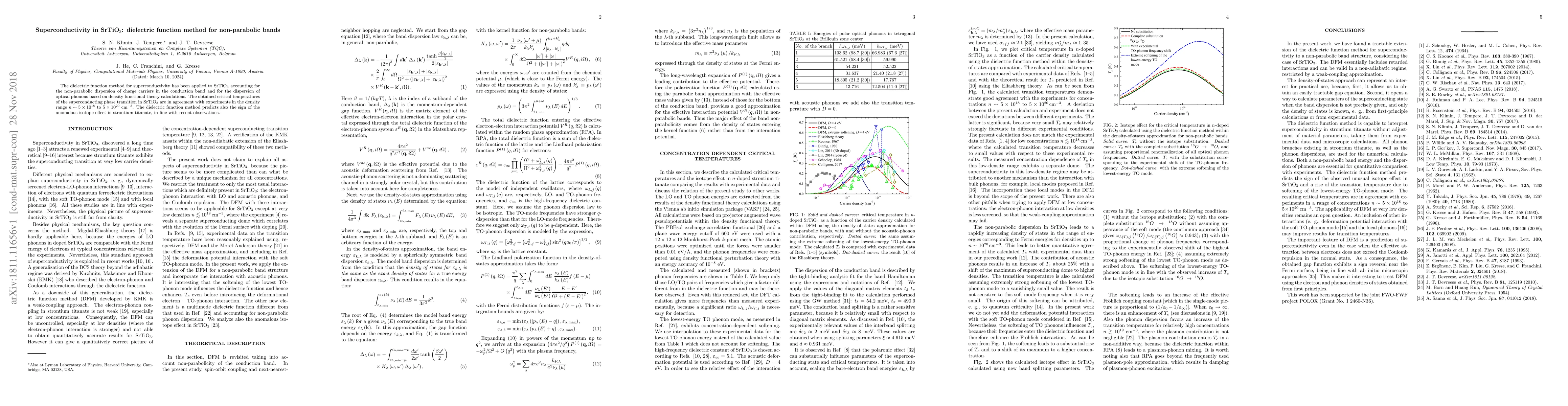 Thumbnail for Superconductivity in SrTiO$_{3}$: dielectric function method for
  non-parabolic bands