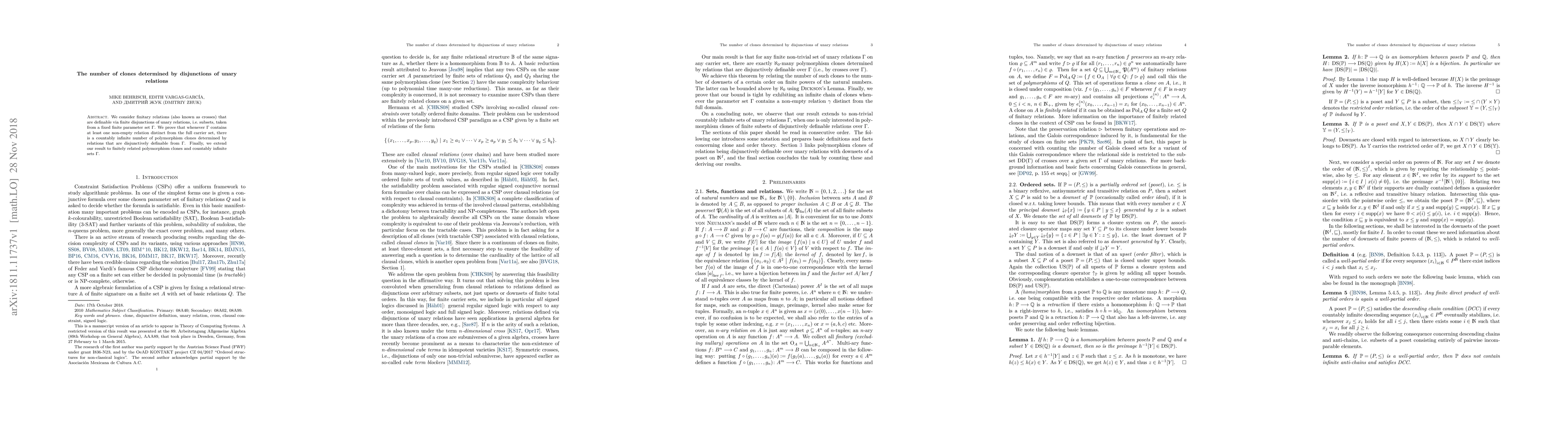 Thumbnail for The number of clones determined by disjunctions of unary relations