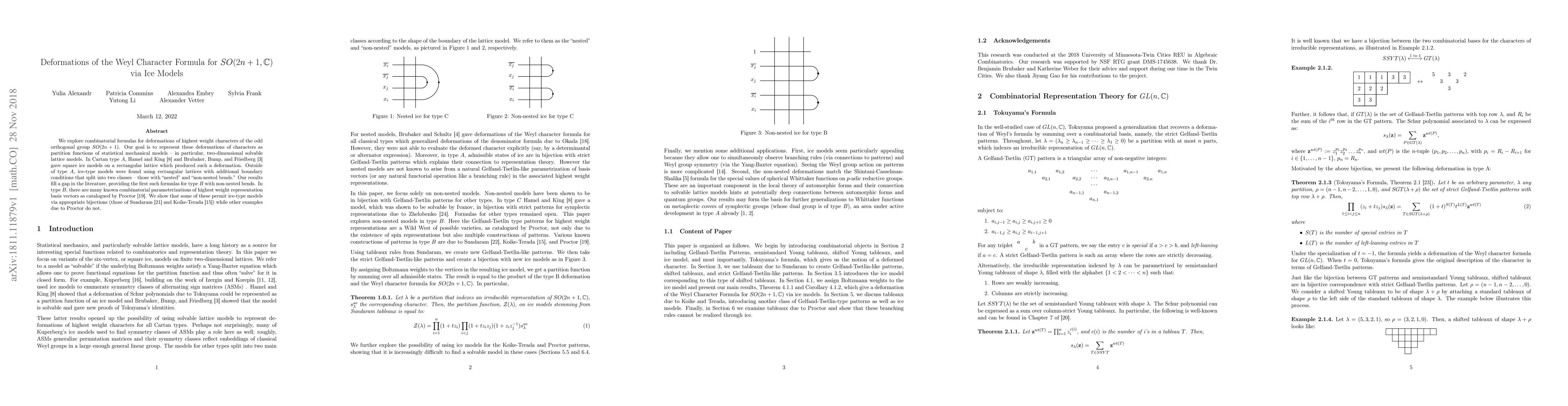 Thumbnail for Deformations of the Weyl Character Formula for $SO(2n+1,\mathbb{C})$ via
  Ice Models