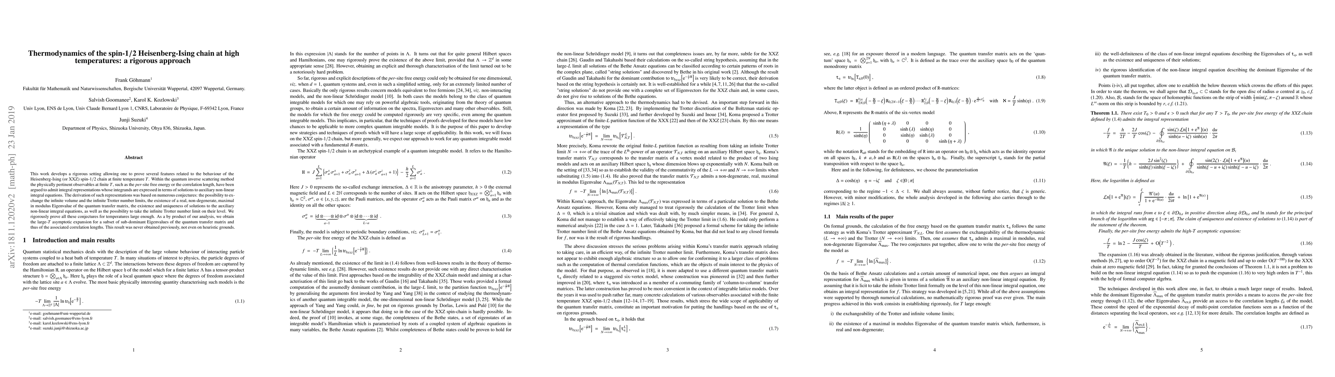 Thumbnail for Thermodynamics of the spin-$1/2$ Heisenberg-Ising chain at high
  temperatures: a rigorous approach
