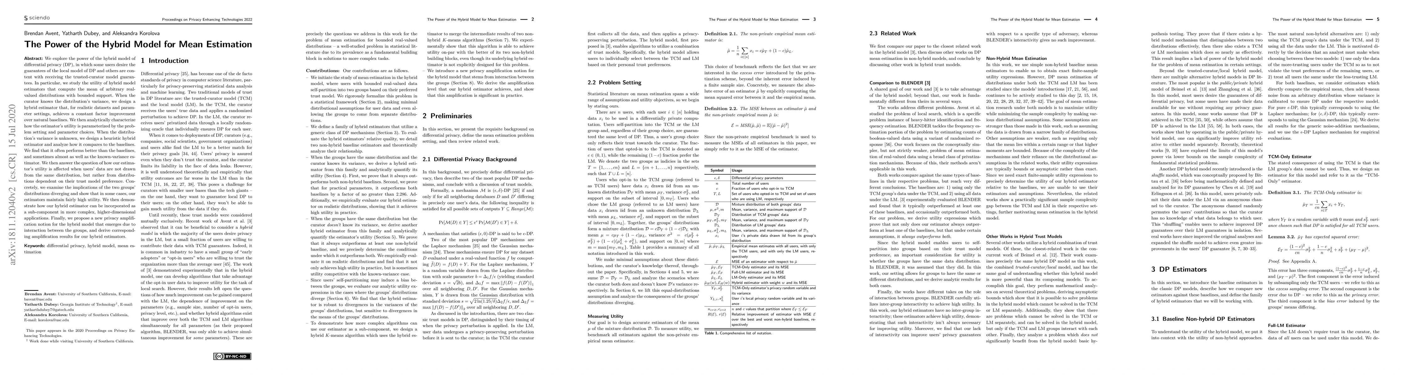 Thumbnail for The Power of The Hybrid Model for Mean Estimation