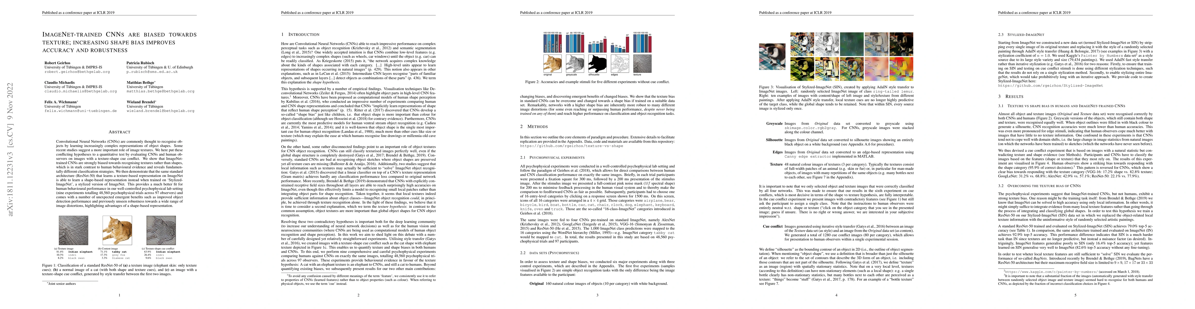 Thumbnail for ImageNet-trained CNNs are biased towards texture; increasing shape bias
  improves accuracy and robustness