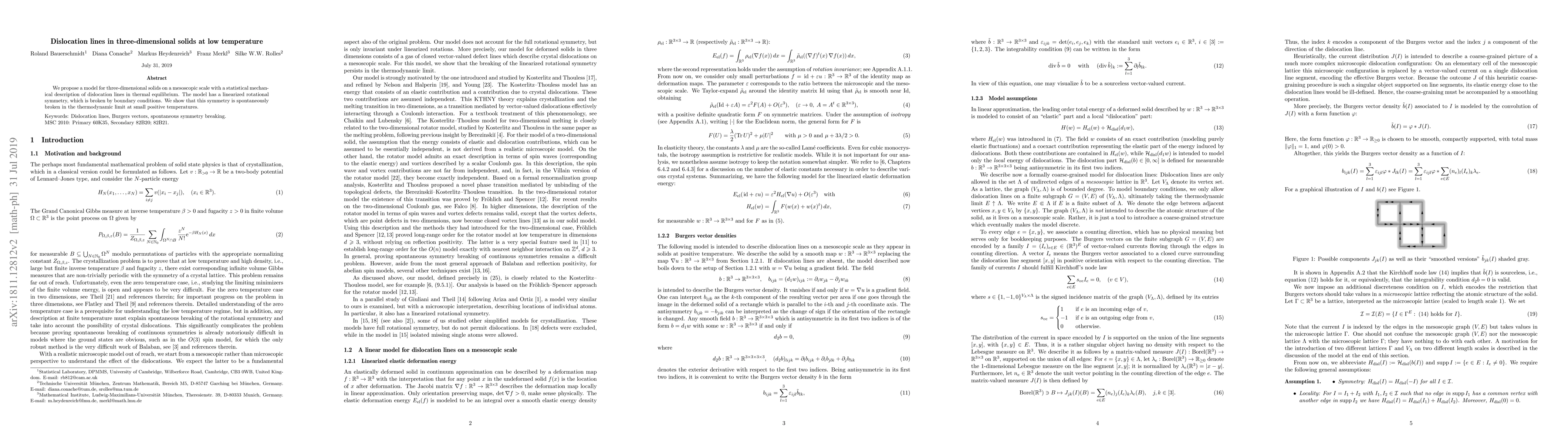 Thumbnail for Dislocation lines in three-dimensional solids at low temperature