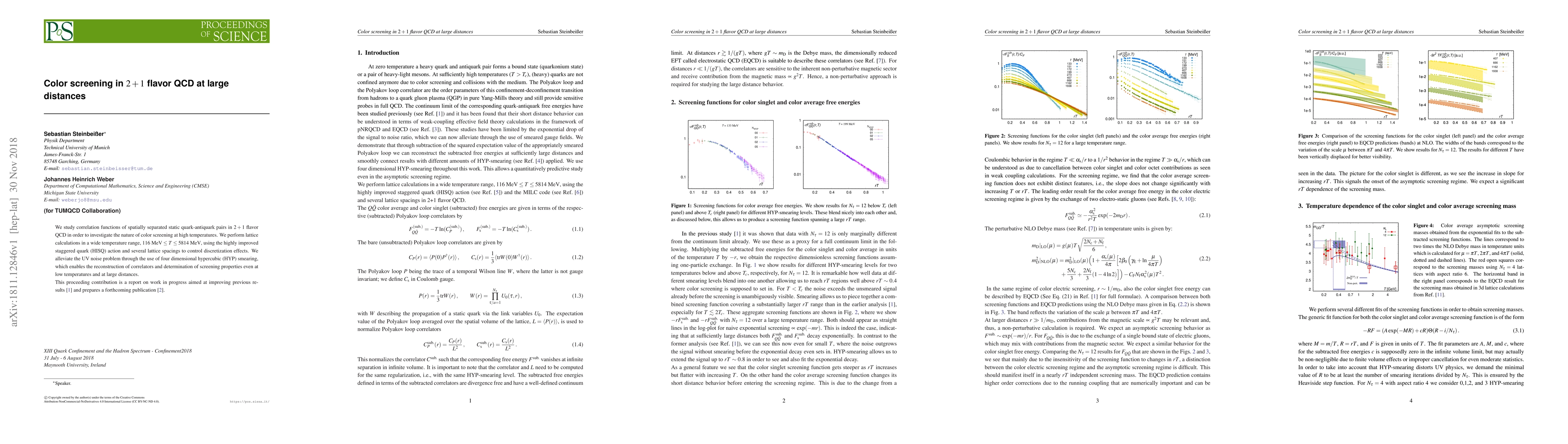 Thumbnail for Color screening in $2+1$ flavor QCD at large distances