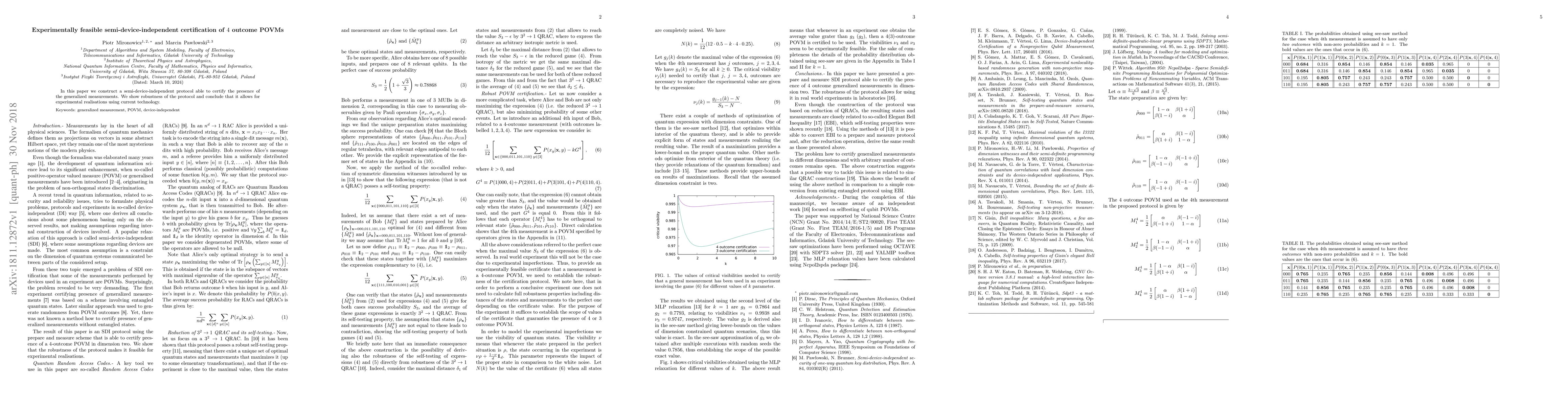 Thumbnail for Experimentally feasible semi-device-independent certification of $4$
  outcome POVMs