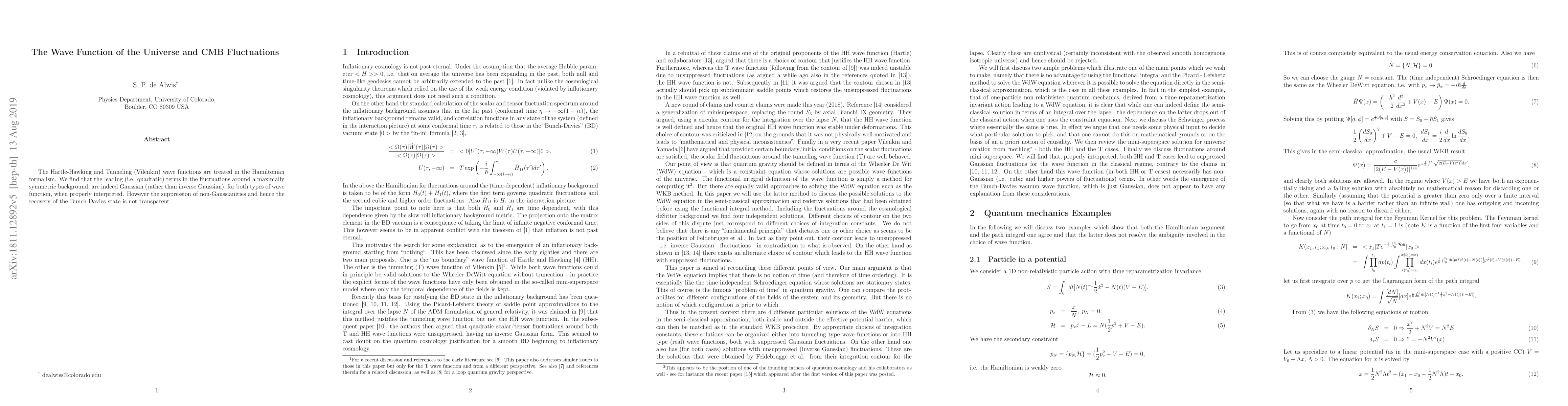 Thumbnail for The Wave Function of the Universe and CMB Fluctuations