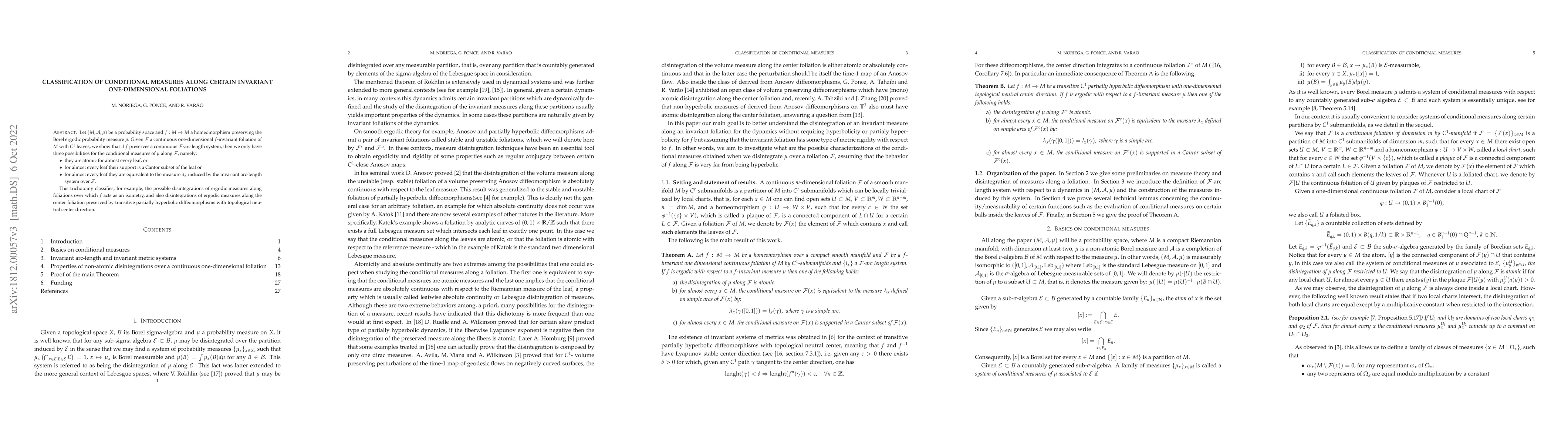 Thumbnail for Classification of Conditional Measures Along Certain Invariant
  One-Dimensional Foliations