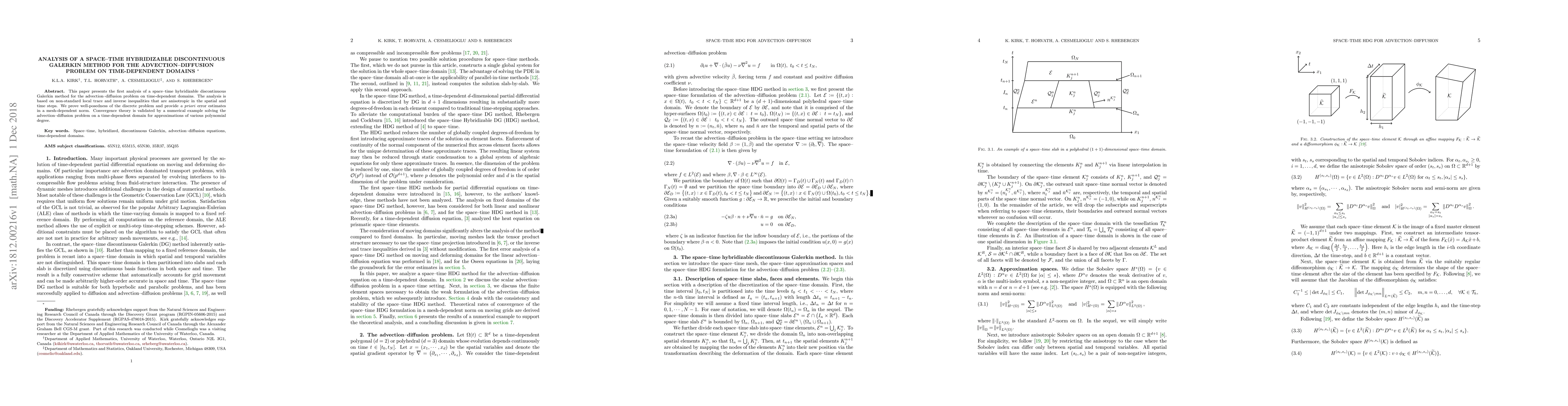 Thumbnail for Analysis of a space--time hybridizable discontinuous Galerkin method for
  the advection--diffusion problem on time-dependent domains