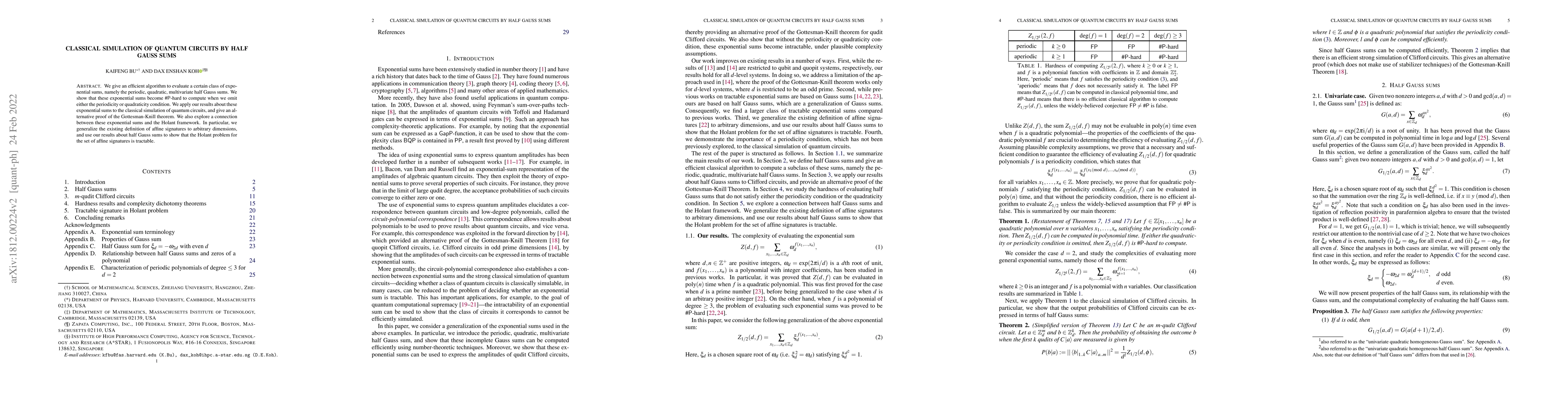 Thumbnail for Classical simulation of quantum circuits by half Gauss sums