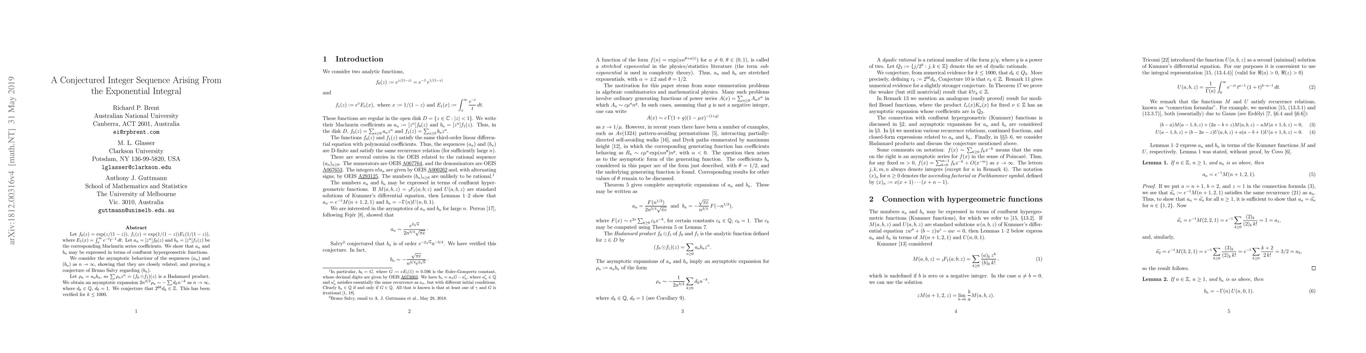 Thumbnail for A Conjectured Integer Sequence Arising From the Exponential Integral