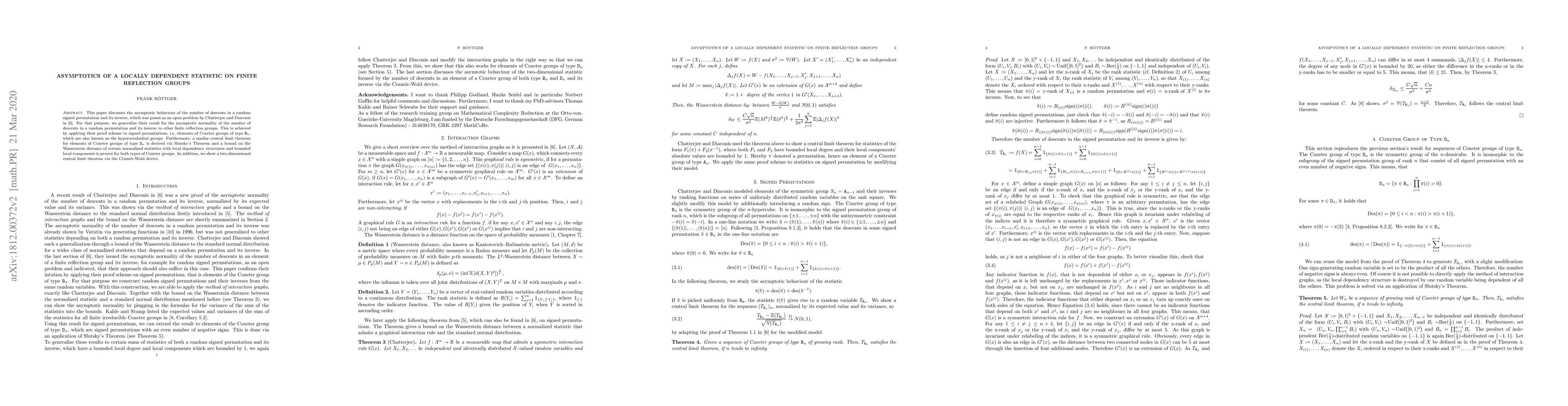 Thumbnail for Asymptotics of a locally dependent statistic on finite reflection groups
