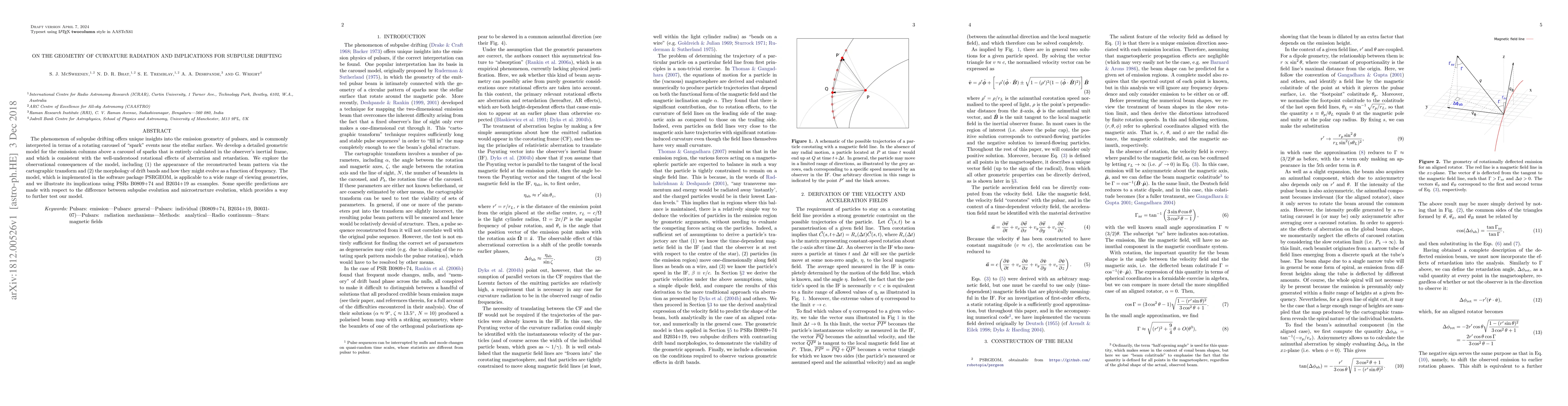 Thumbnail for On the Geometry of Curvature Radiation and Implications for Subpulse
  Drifting