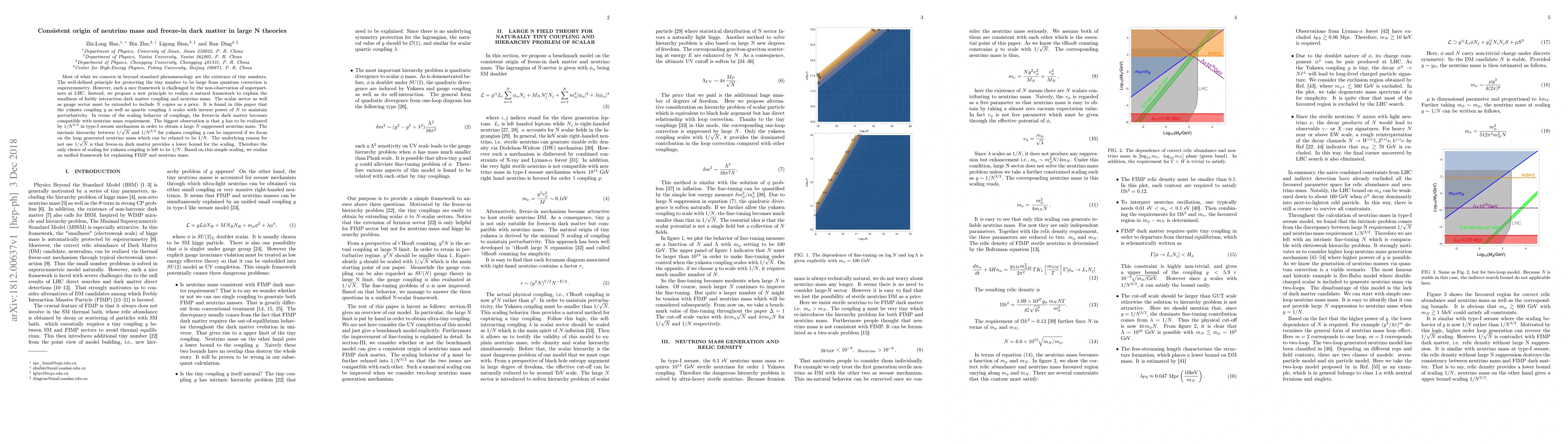 Thumbnail for Consistent origin of neutrino mass and freeze-in dark matter in large N
  theories