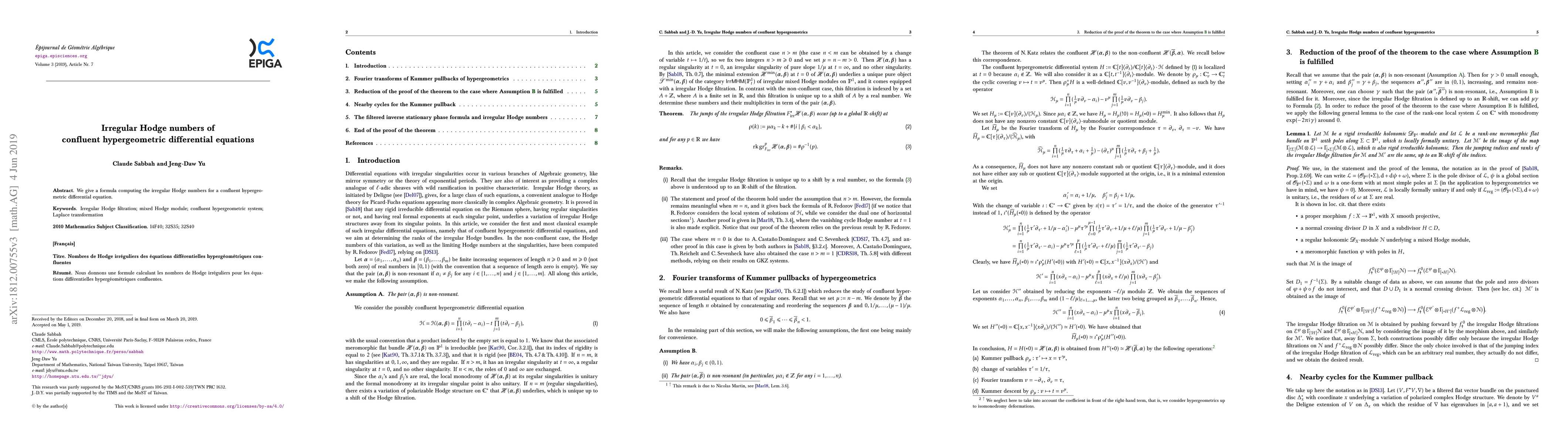 Thumbnail for Irregular Hodge numbers of confluent hypergeometric differential
  equations