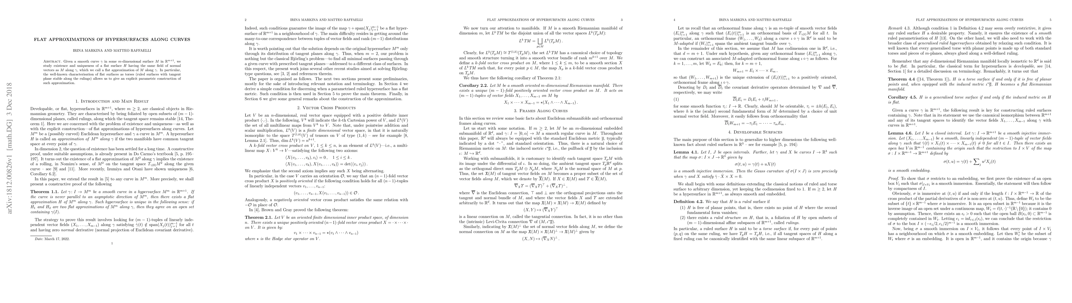 Thumbnail for Flat approximations of hypersurfaces along curves