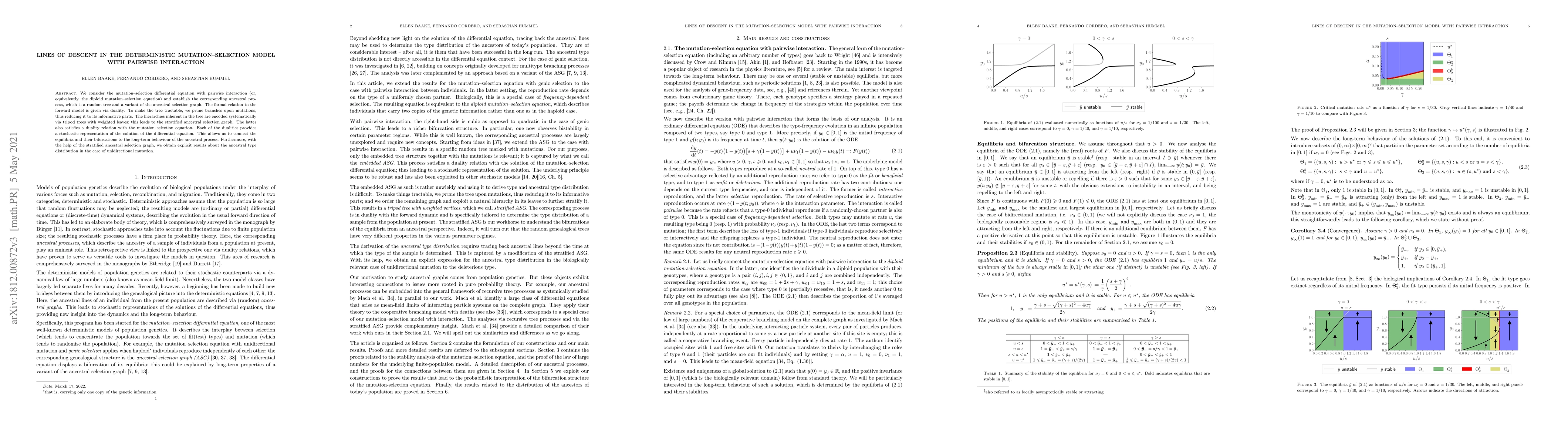 Thumbnail for Lines of descent in the deterministic mutation-selection model with
  pairwise interaction