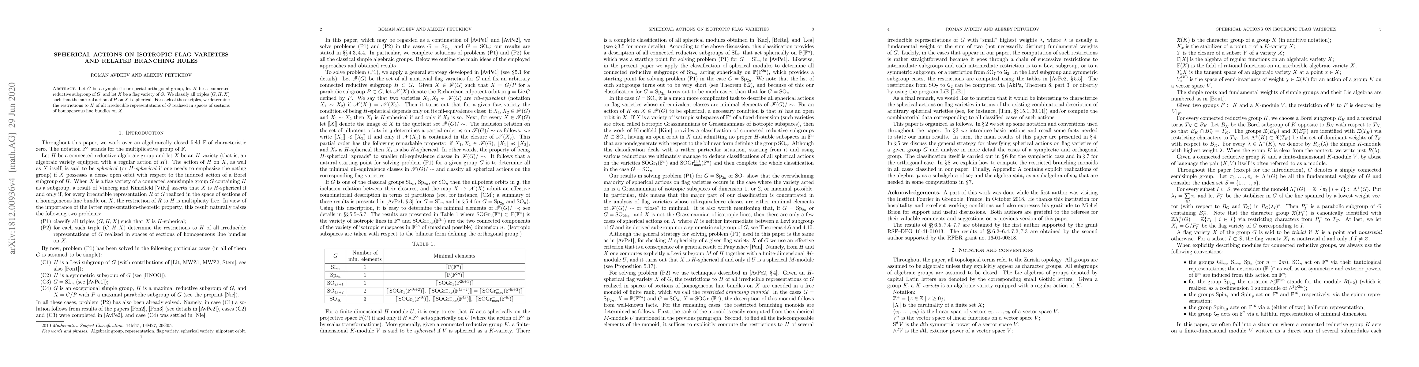 Thumbnail for Spherical actions on isotropic flag varieties and related branching
  rules