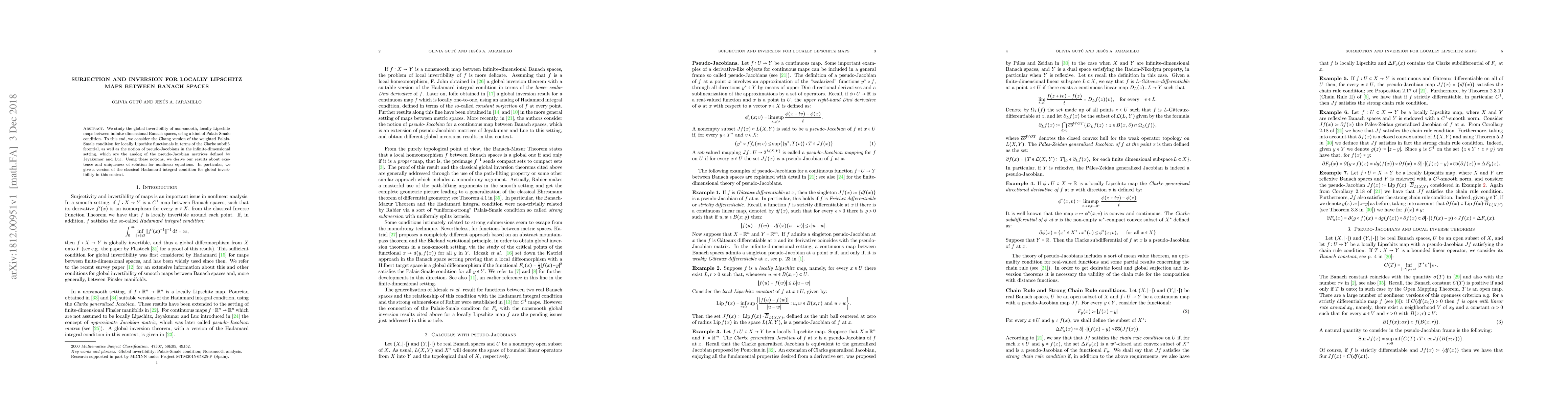 Thumbnail for Surjection and inversion for locally Lipschitz maps between Banach
  spaces