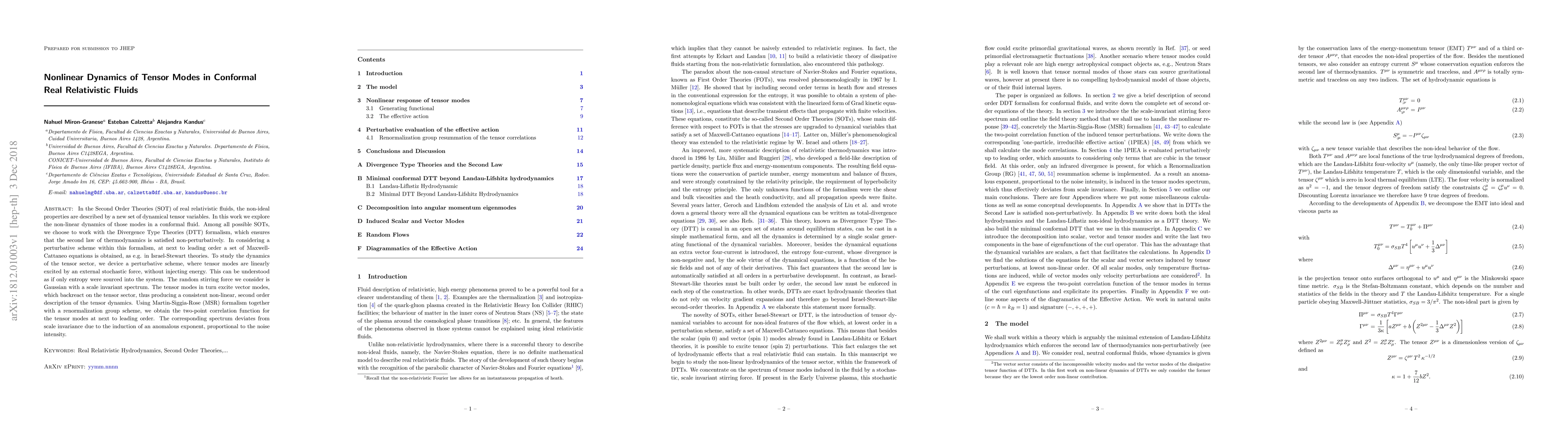 Thumbnail for Nonlinear Dynamics of Tensor Modes in Conformal Real Relativistic Fluids