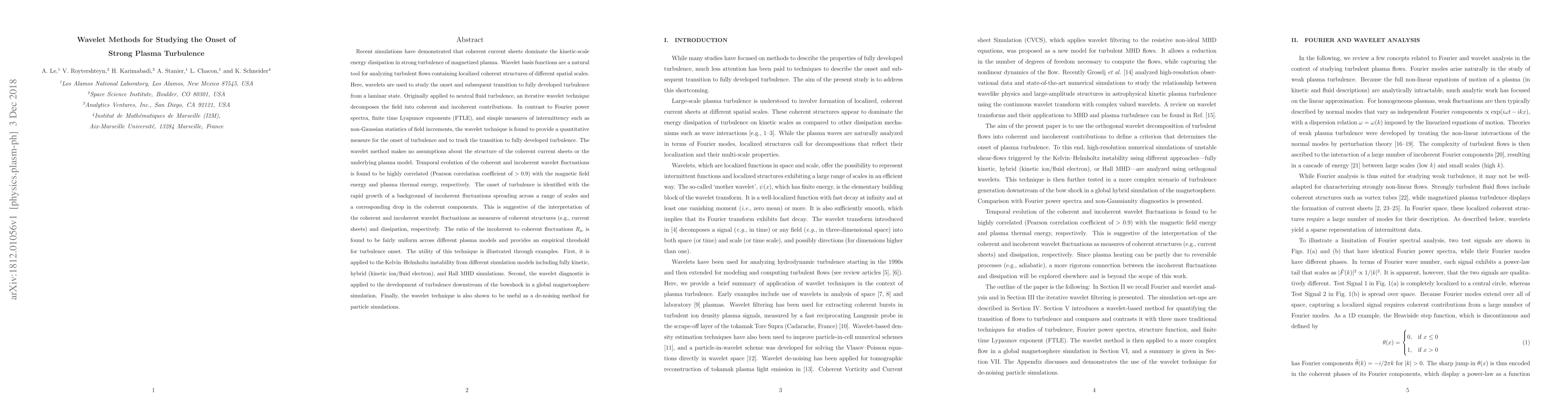 Thumbnail for Wavelet Methods for Studying the Onset of Strong Plasma Turbulence