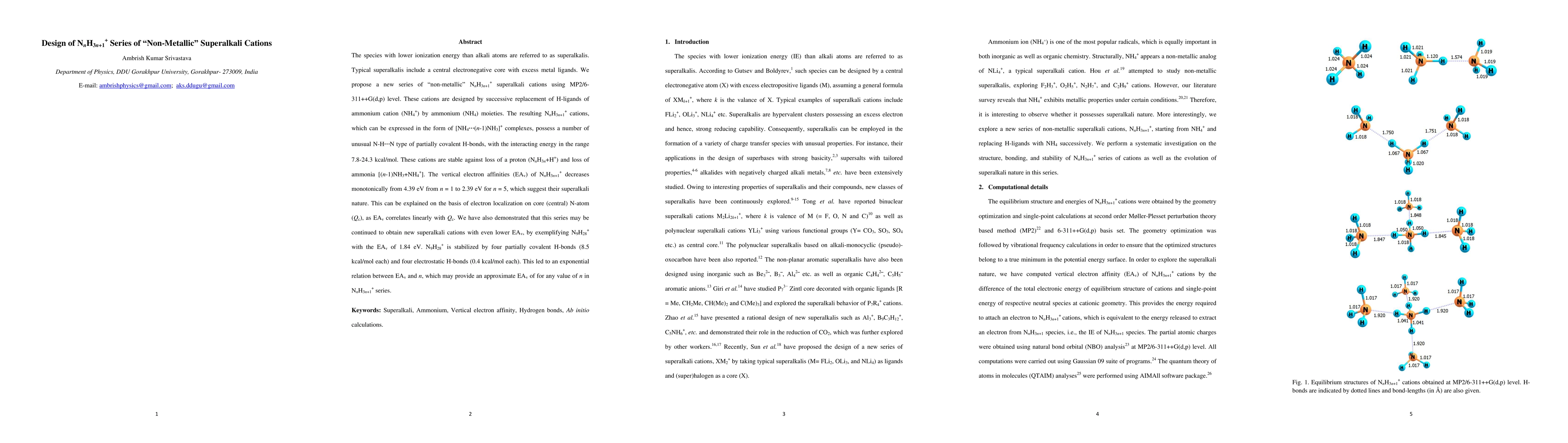 Thumbnail for Design of NnH3n+1+ Series of Non-Metallic Superalkali Cations