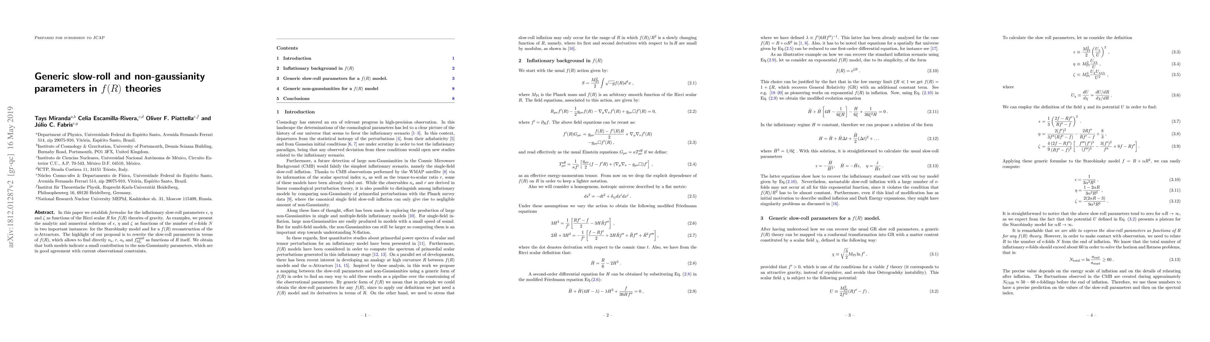 Thumbnail for Generic slow-roll and non-gaussianity parameters in $f(R)$ theories