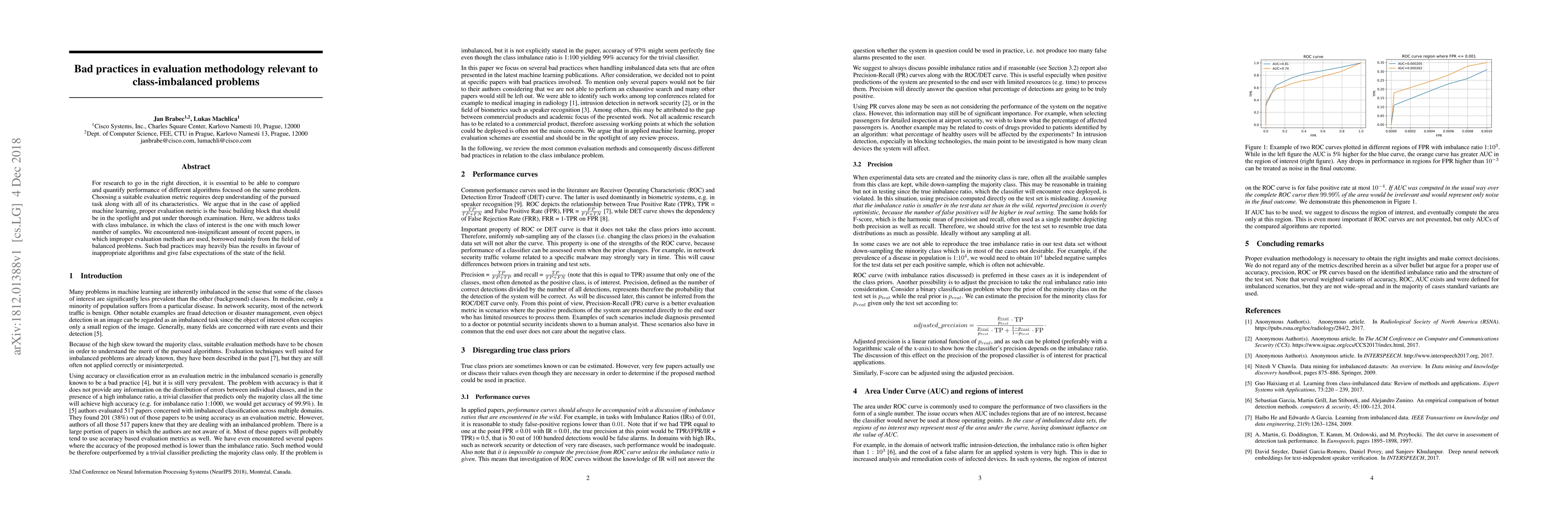 Thumbnail for Bad practices in evaluation methodology relevant to class-imbalanced
  problems