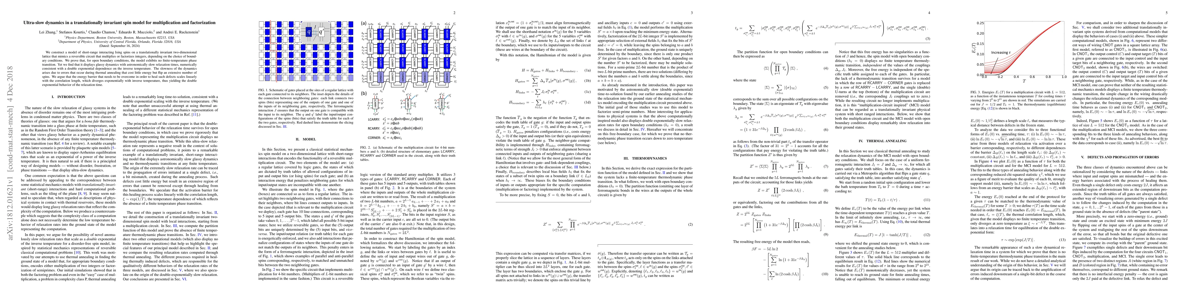 Thumbnail for Ultra-slow dynamics in a translationally invariant spin model for
  multiplication and factorization