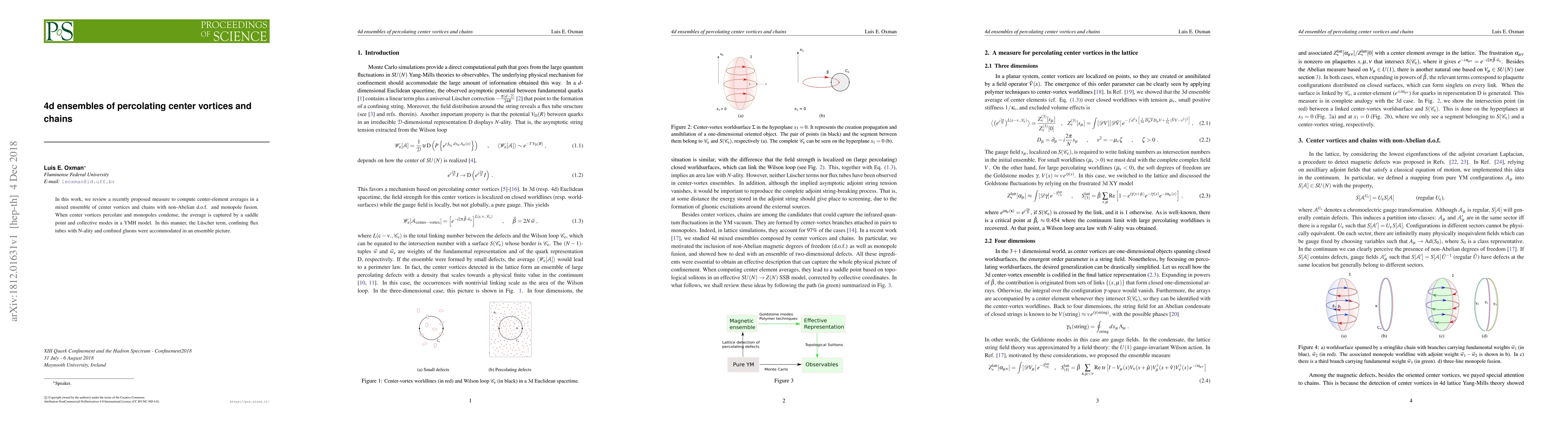 Thumbnail for 4D ensembles of percolating center vortices and chains