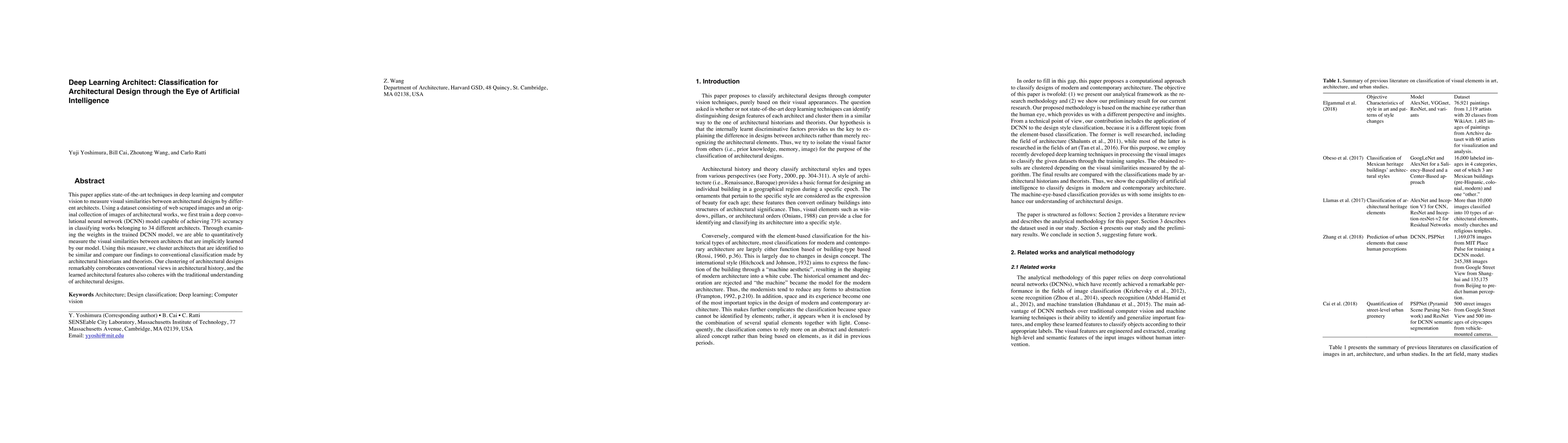 Thumbnail for Deep Learning Architect: Classification for Architectural Design through
  the Eye of Artificial Intelligence