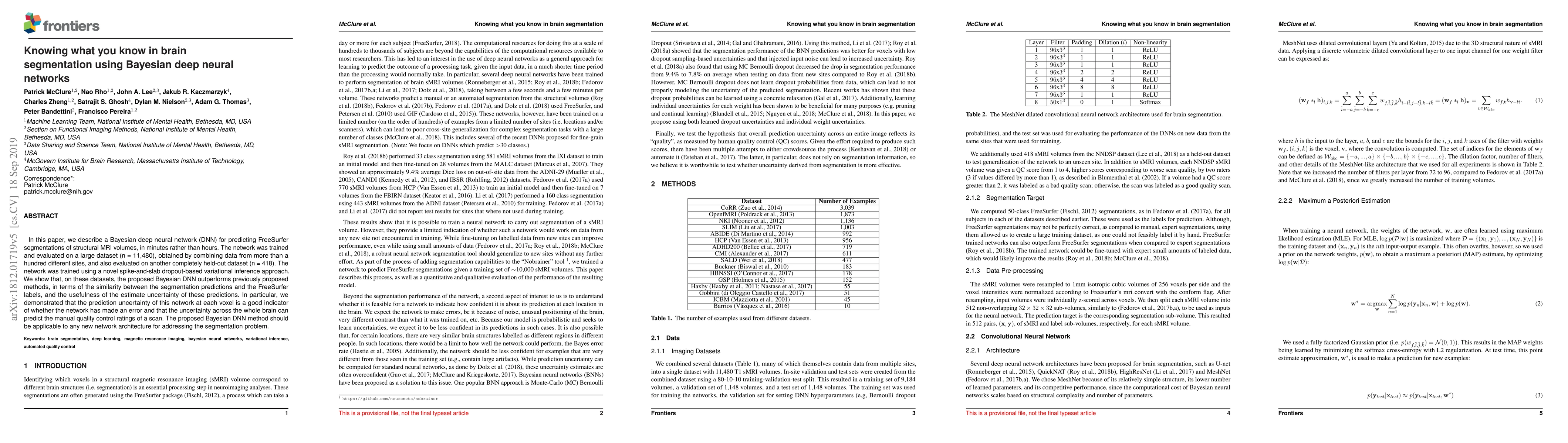 Thumbnail for Knowing what you know in brain segmentation using Bayesian deep neural
  networks