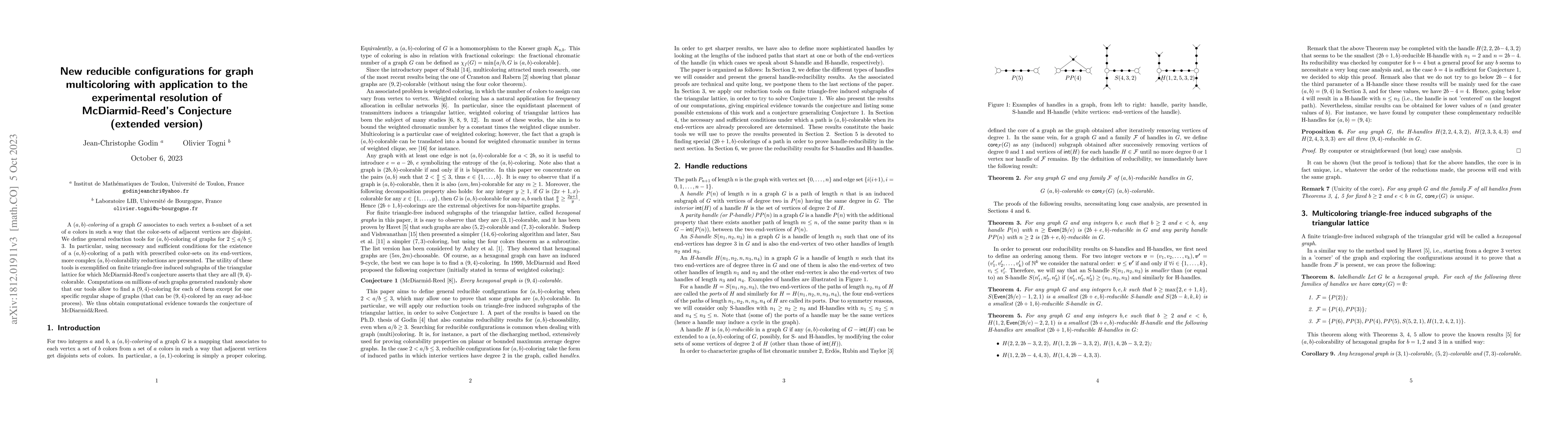 Thumbnail for New reducible configurations for graph multicoloring with application to
  the experimental resolution of McDiarmid-Reed's Conjecture (extended version)