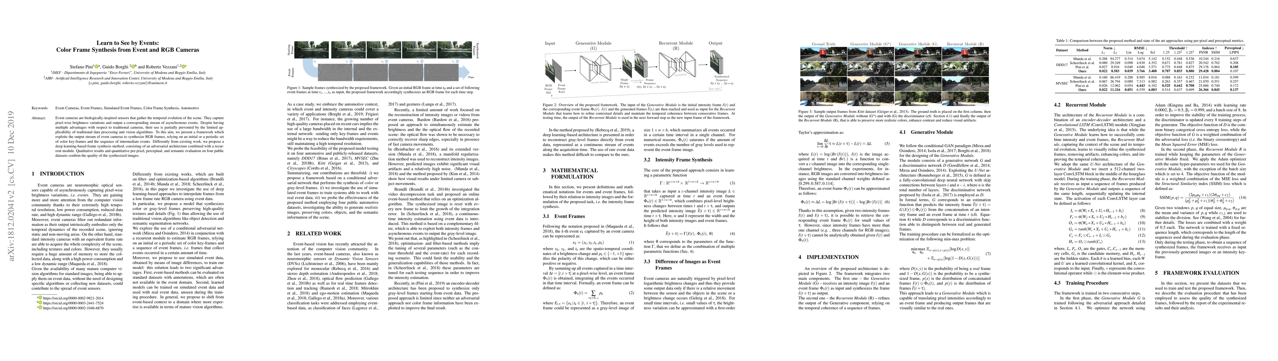 Thumbnail for Learn to See by Events: Color Frame Synthesis from Event and RGB Cameras