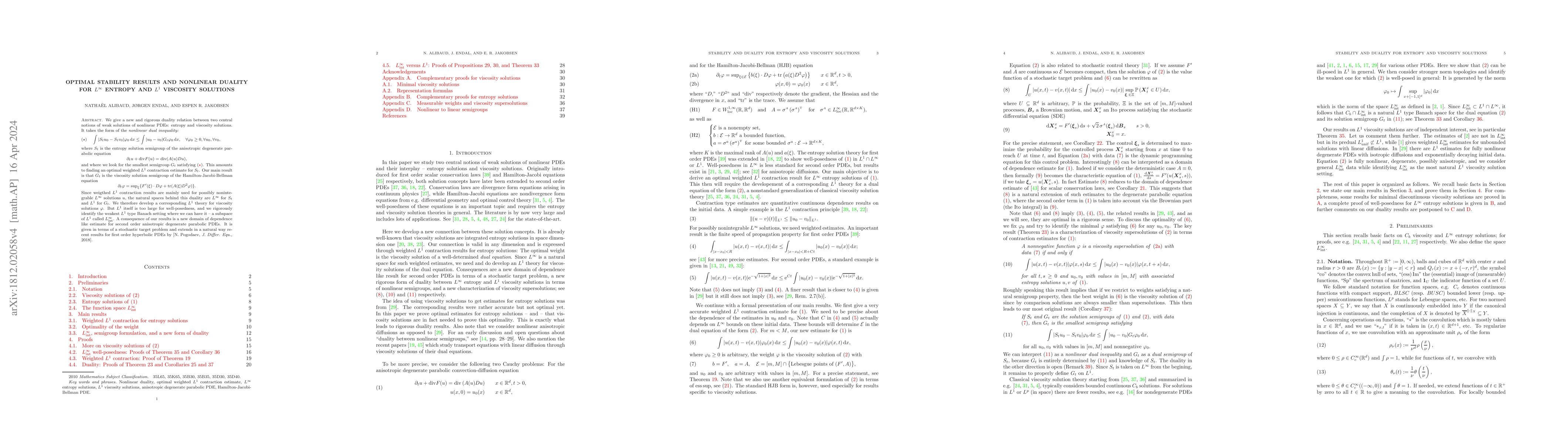Thumbnail for Optimal stability results and nonlinear duality for $L^\infty$ entropy
  and $L^1$ viscosity solutions