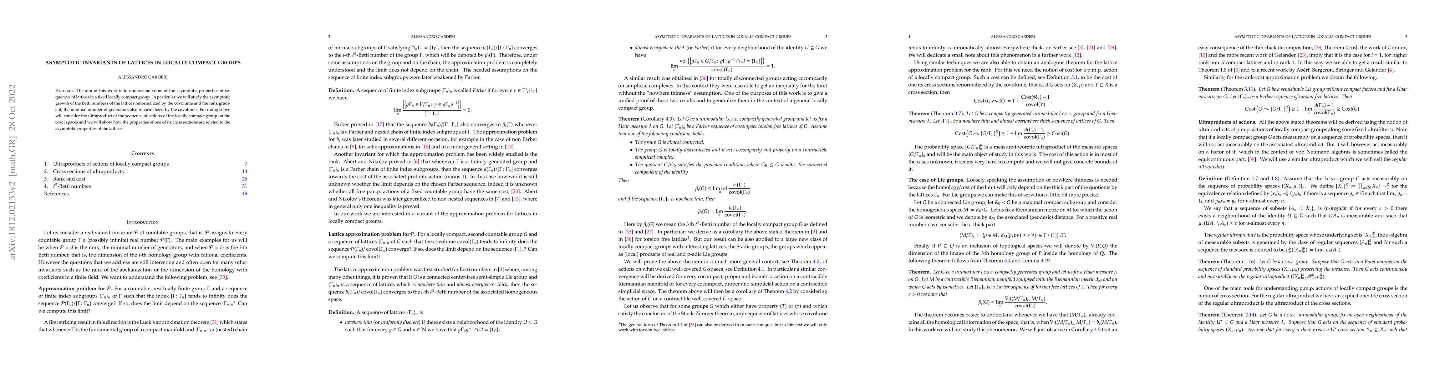 Thumbnail for Asymptotic invariants of lattices in locally compact groups