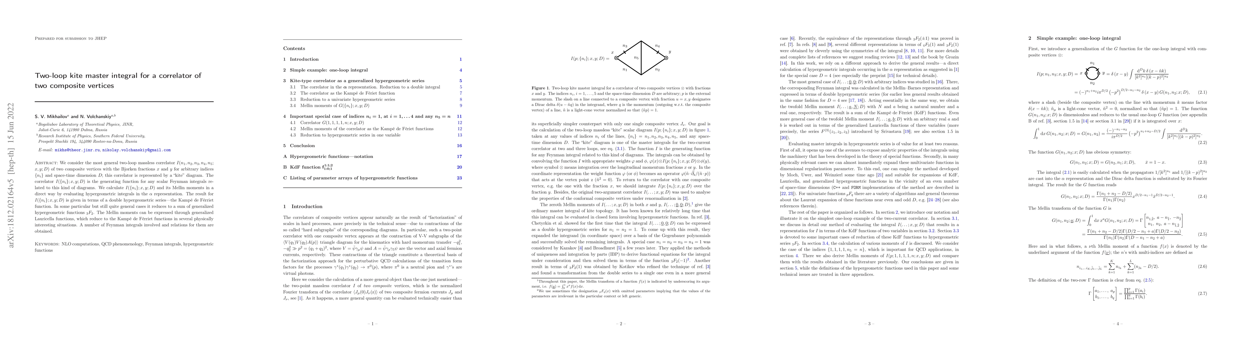 Thumbnail for Two-loop kite master integral for a correlator of two composite vertices
