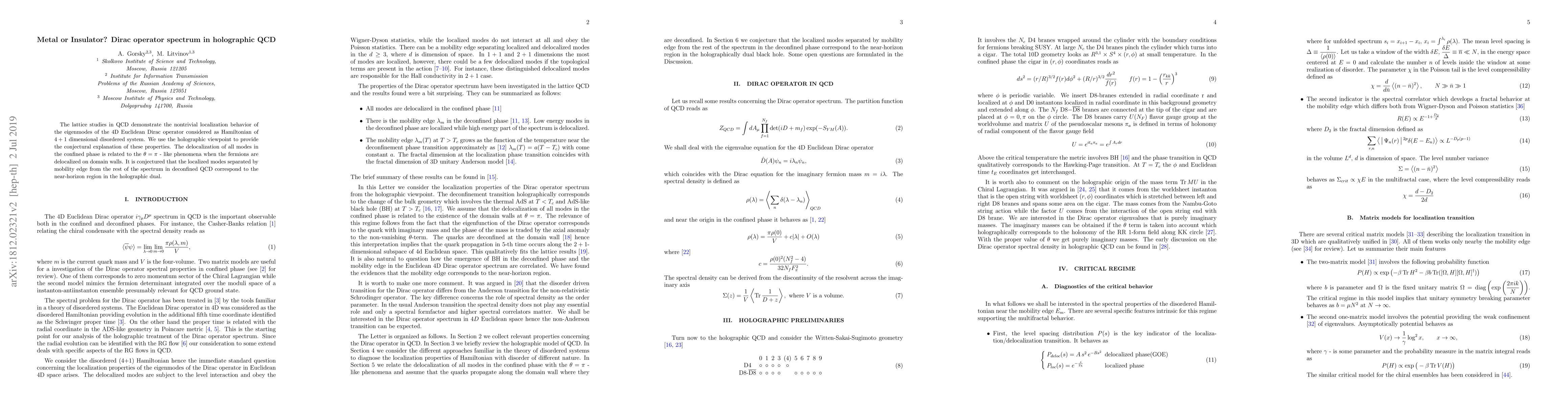 Thumbnail for Metal or Insulator? Dirac operator spectrum in holographic QCD