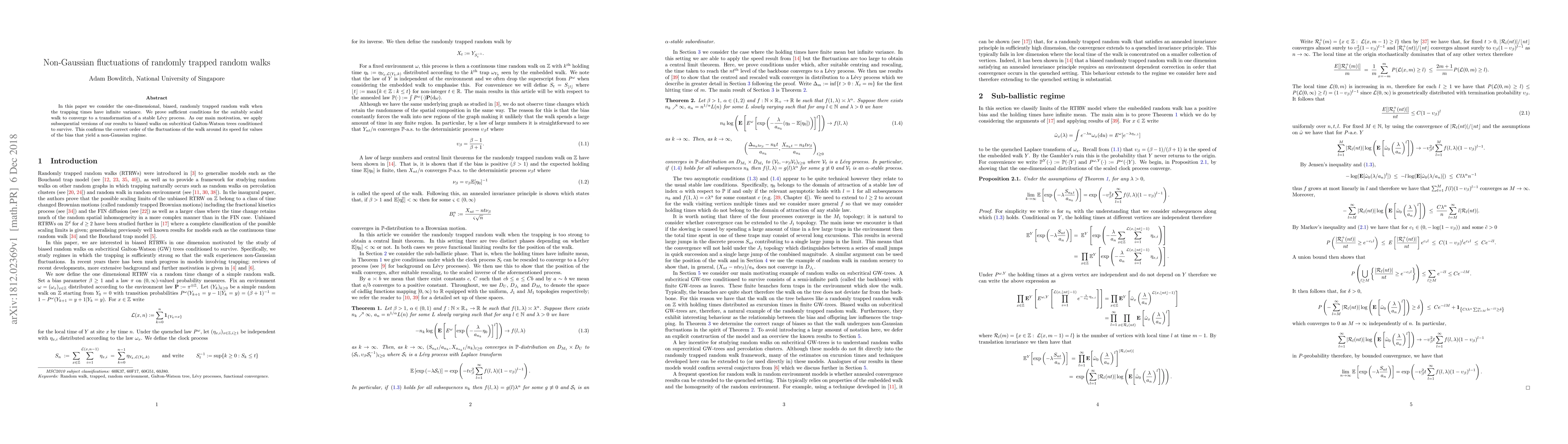 Thumbnail for Non-Gaussian fluctuations of randomly trapped random walks