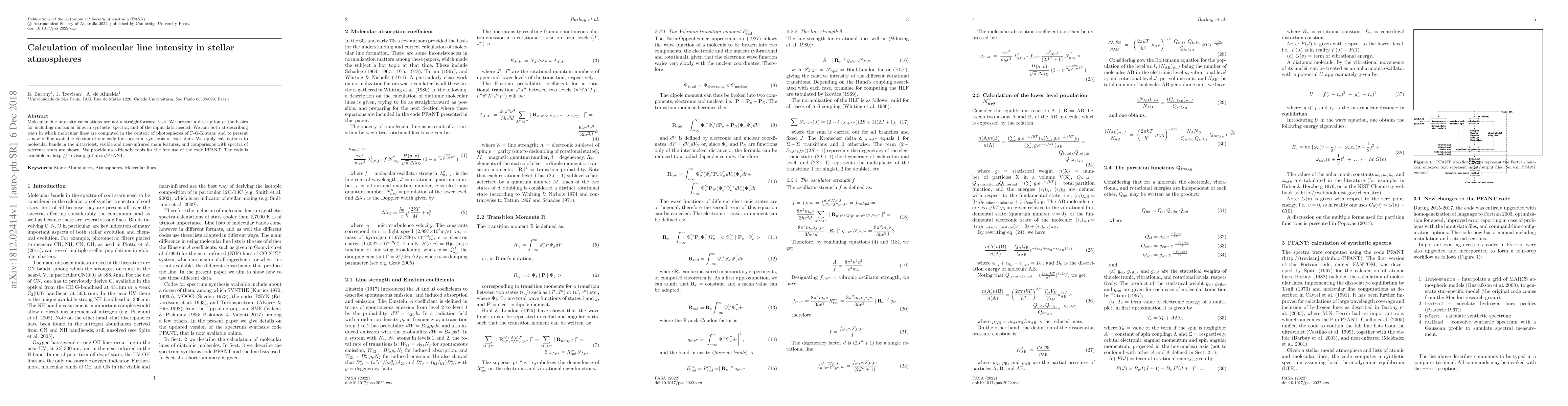 Thumbnail for Calculation of molecular line intensity in stellar atmospheres