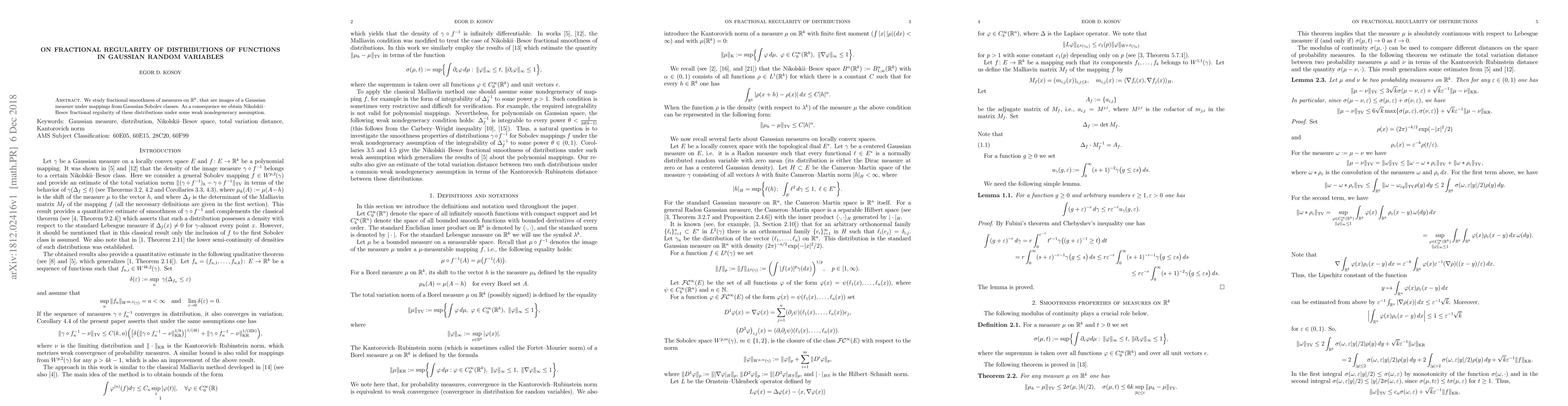 Thumbnail for On fractional regularity of distributions of functions in Gaussian
  random variables