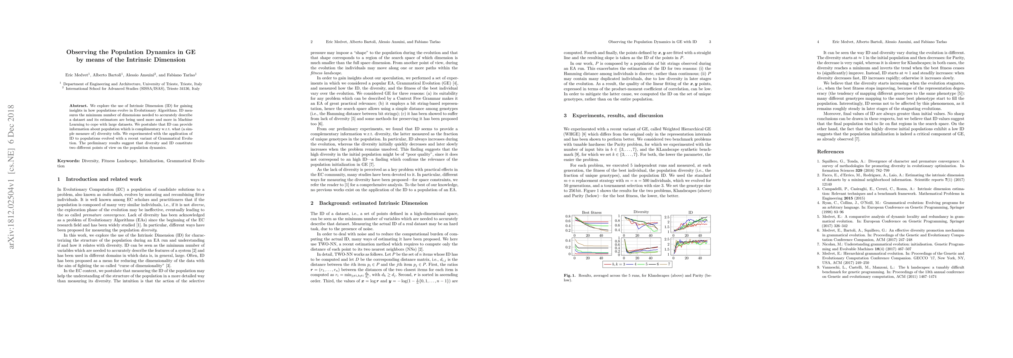 Thumbnail for Observing the Population Dynamics in GE by means of the Intrinsic
  Dimension