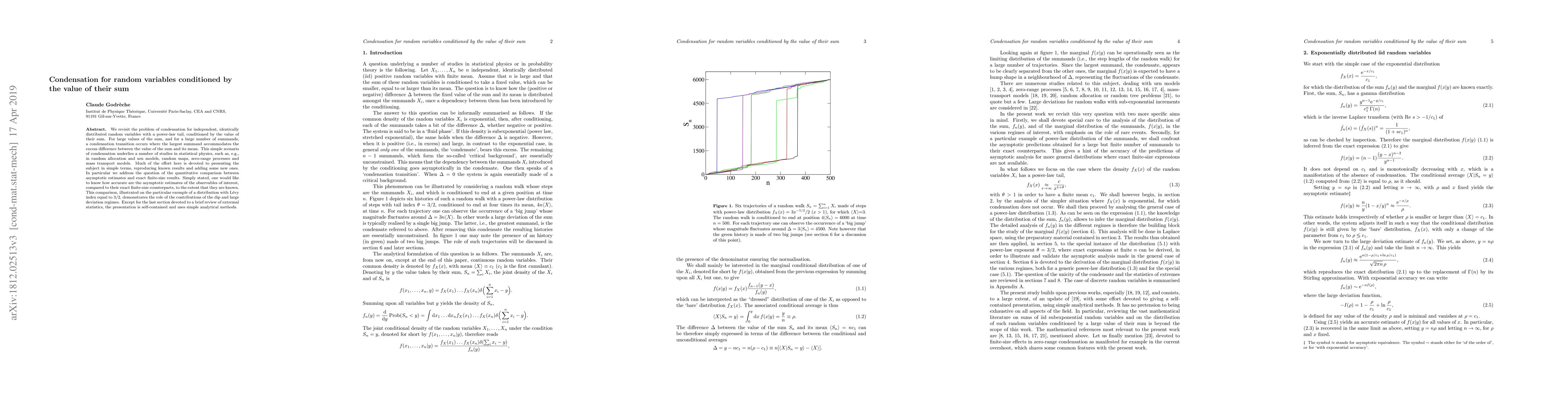 Thumbnail for Condensation for random variables conditioned by the value of their sum