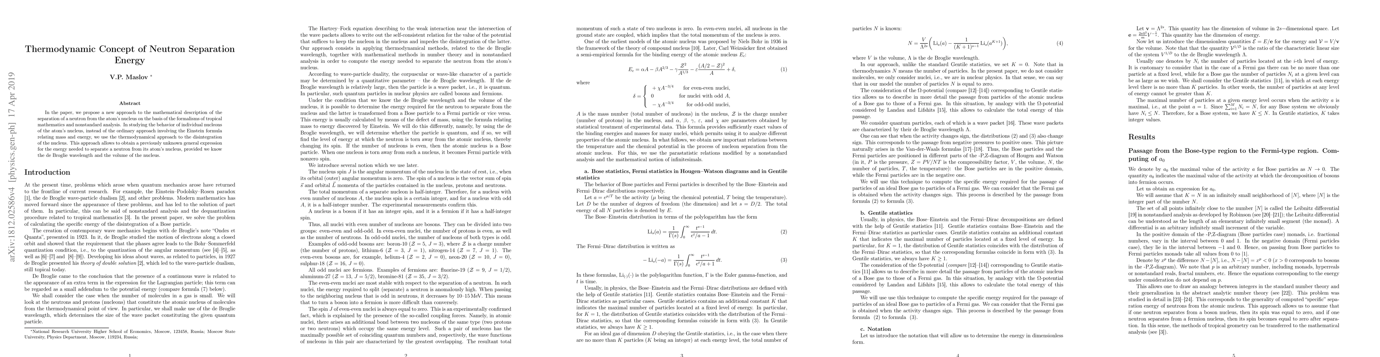 Thumbnail for Thermodynamic Concept of Neutron Separation Energy