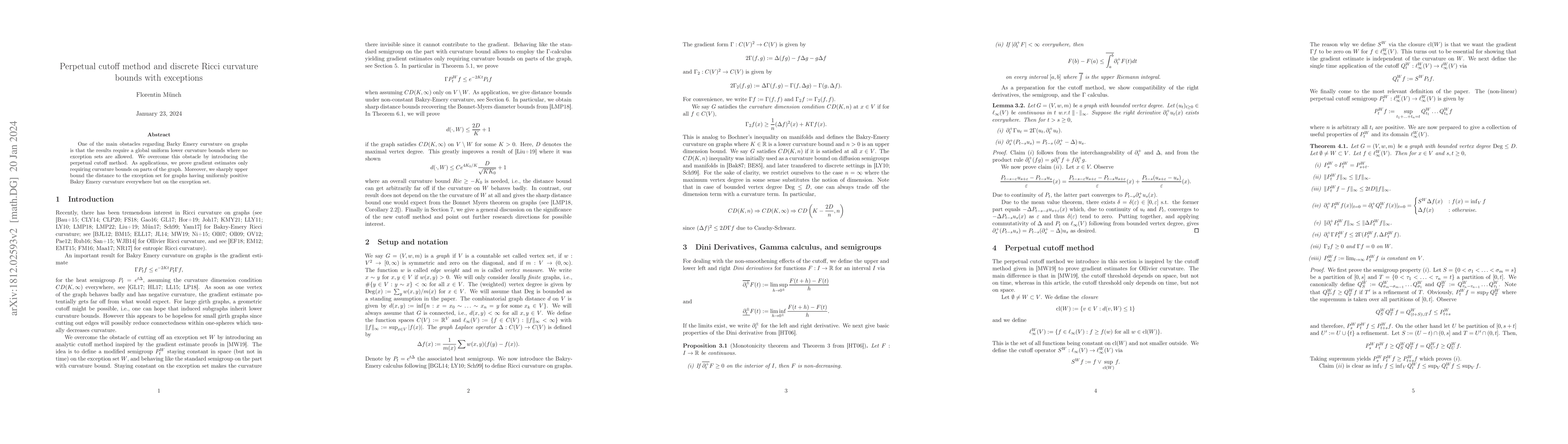 Thumbnail for Perpetual cutoff method and discrete Ricci curvature bounds with
  exceptions