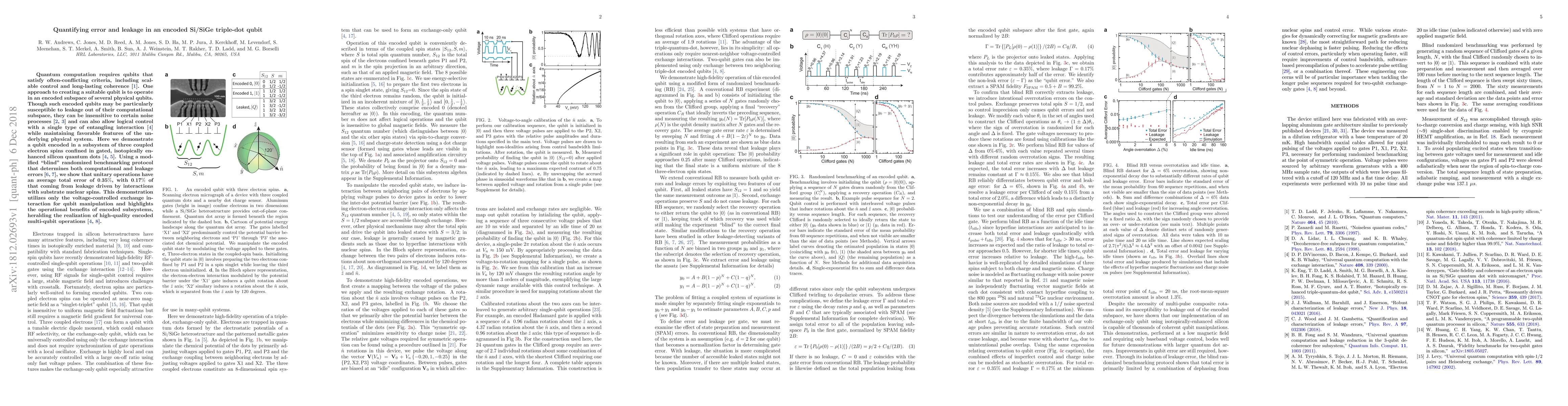 Thumbnail for Quantifying error and leakage in an encoded Si/SiGe triple-dot qubit