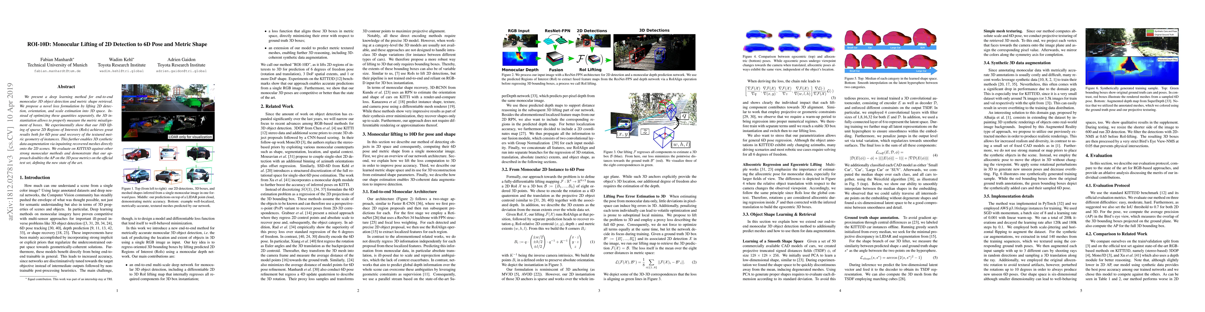 Thumbnail for ROI-10D: Monocular Lifting of 2D Detection to 6D Pose and Metric Shape
