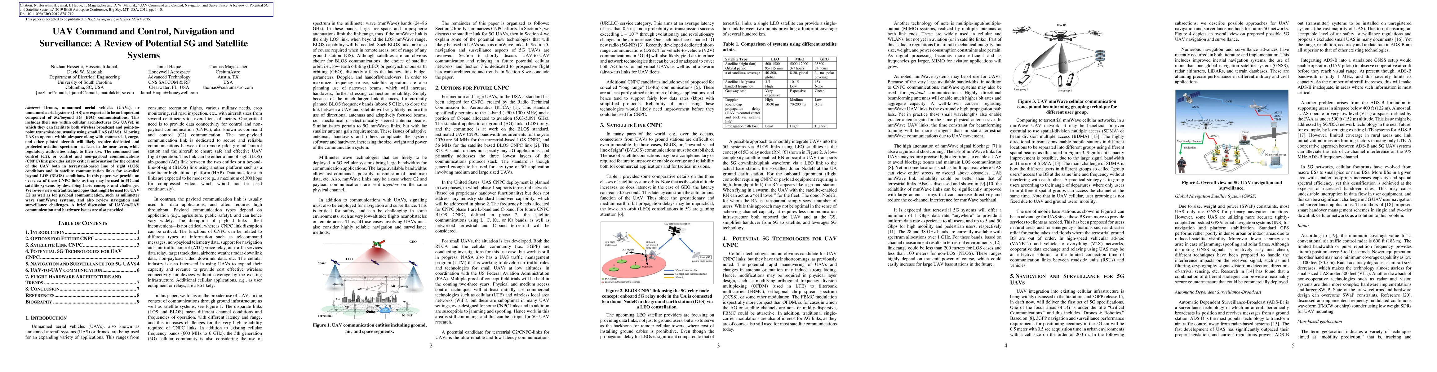 Thumbnail for UAV Command and Control, Navigation and Surveillance: A Review of
  Potential 5G and Satellite Systems