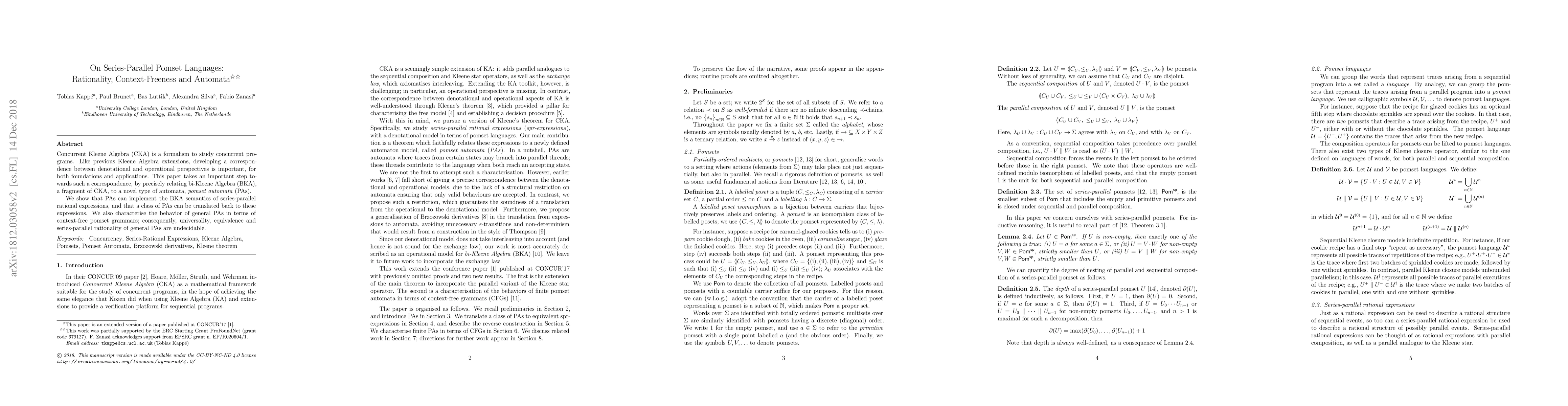 Thumbnail for On Series-Parallel Pomset Languages: Rationality, Context-Freeness and
  Automata