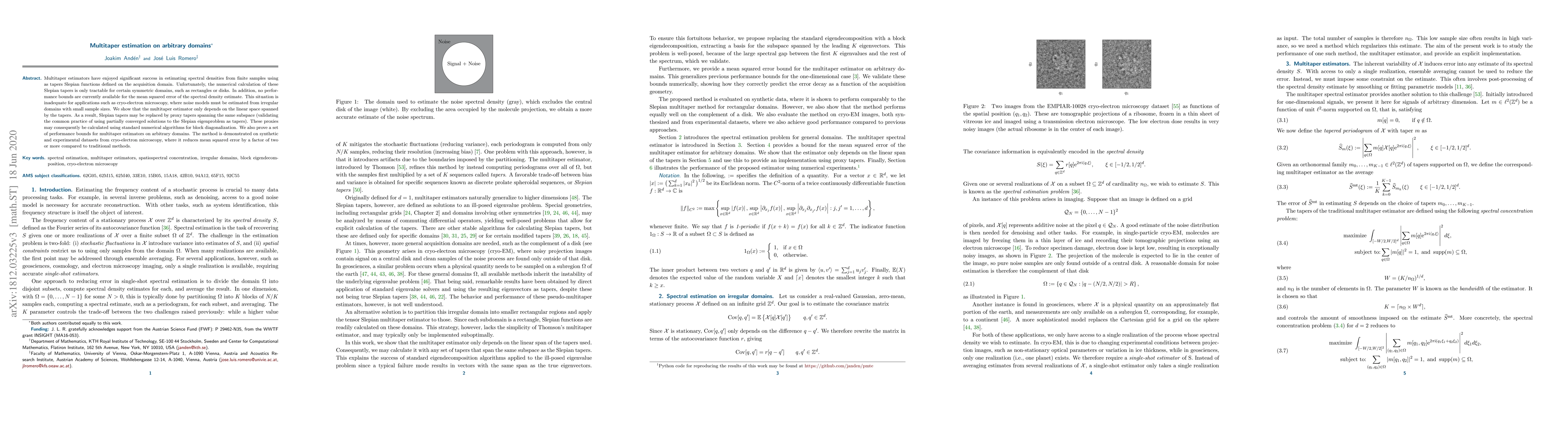 Thumbnail for Multitaper estimation on arbitrary domains